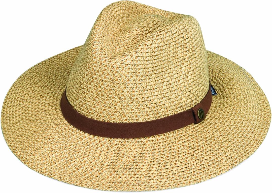 Wallaroo Hat Company Mens Outback Fedora  Lightweight Wide Brim Natural Fiber Hat, UPF 50+ UV Protection, Travel Sun Hat (Large-X-Large)