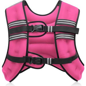 ZELUS Weighted Vest, 20lb Weight Vest with Reflective Stripe for Workout, Strength Training, Running, Fitness, Muscle Building, Weight Loss, Weightlifting, Pink