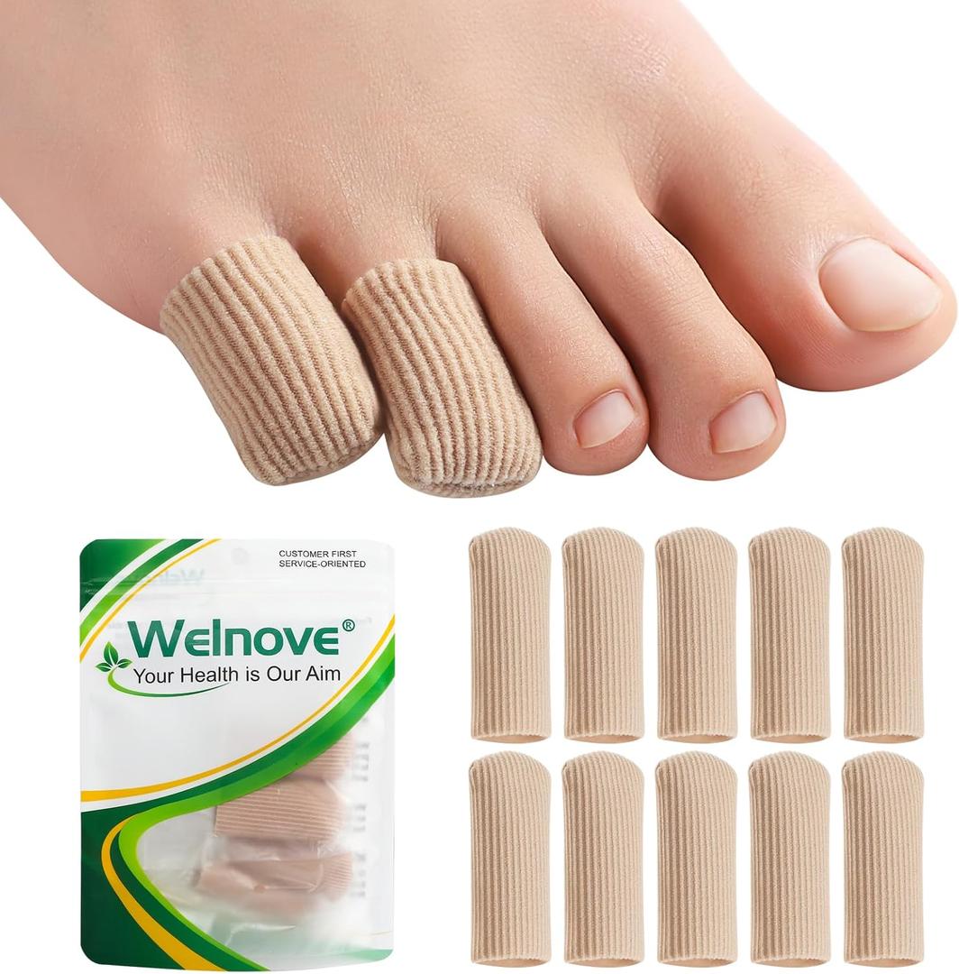 Welnove Gel Toe Cap - 10 Pack Pinky Toe Protector for Women Men - Cushions and Protects to Cover Toes, Relief Toe Pain from Ingrown Toenails, Corns, Blisters, Hammer Toes (Small Size)