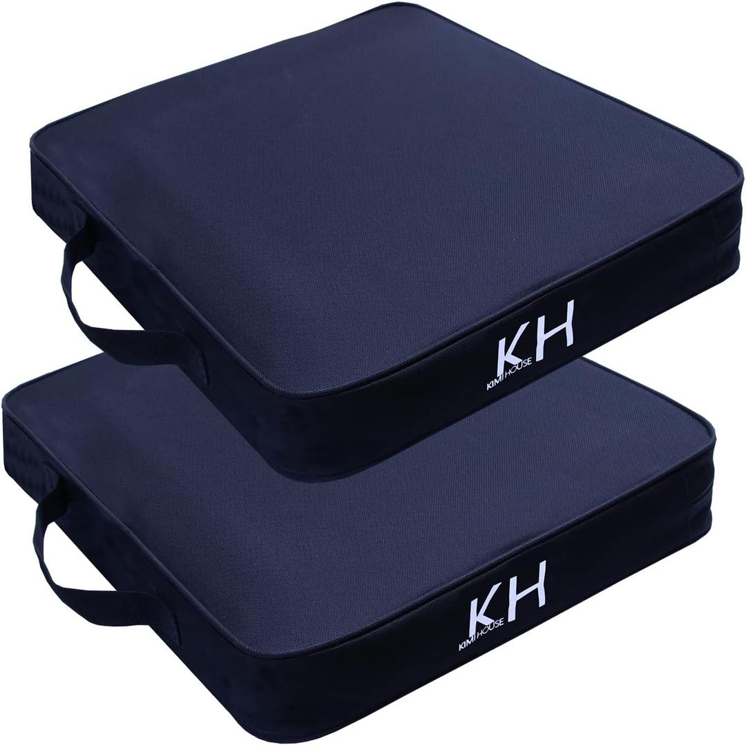KIMI HOUSE 2 Pieces Black Indoor & Outdoor Chair Cushion, Boat Canoe Kayak Seat, Stadium Seating for Bleachers, Best for Camping, Bleachers, Sports Events