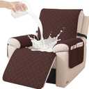 Waterproof Recliner Chair Covers, Recliner Covers that Stay in Place, Electric Recliner Cover, Recliner Covers Washable with Pocket, Elastic Straps for Kids, Pets, Dogs (Brown, 30")