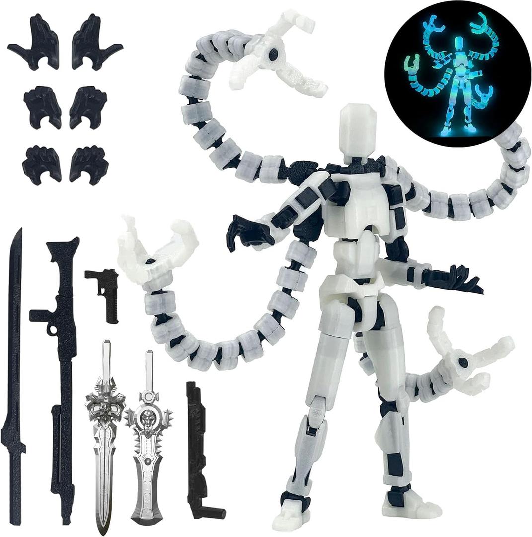 T13 Already Assembled Action Figure Accessories,T13 Multi-Jointed Movable,for Collectors Desktop Decorations t-13 Movability 3D Printed Toys (Luminous, 7.2inch)
