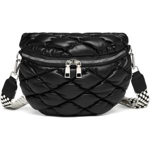 Eslcorri Crossbody Bags for Women - Fashion Sling Purse Shoulder Bag Fanny Pack Leather Causal Chest Bum Bag Cross Body Purse (096-black)