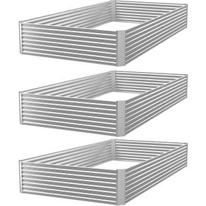 3pcs Galvanized Raised Garden Bed Outdoor, Above Ground Garden Bed for Vegetable, Metal Raised Beds for Flower, Steel Raised Beds for Gardening - 4x2ft