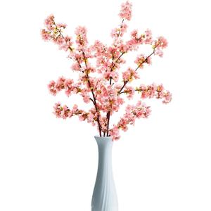 39.3 Inch Pink Cherry Blossom Branches Fake Cherry Blossom Bouquets Long 3pcs Branches Flowers Stems Silk Tall Japanese Fake Flower Arrangements for Home Wedding Party Decoration