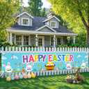 BlissYard Happy Easter Fence Banner Eggs Decor 118 x 19.68 Inch