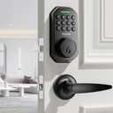 Keyless Entry Door Lock Deadbolt with Handle Set Smart Locks for Front Door with Lever Handles Auto Locking, Anti-Peeping Password & Easy Installation for Homes Hotel Bedroom Doors IP54 (Black)