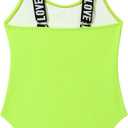 SERENYOU Girl's Swimsuit One Piece Swimwear Quick Dry Bathing Suit with Adjustable Shoulder Straps Yellow 9-10 Years