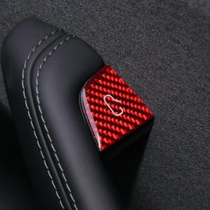 BETTERHUMZ Door Open Button Sticker Compatible with Tesla Model 3 Highland 2024 Model Y Juniper 2025 2026 Carbon Fiber Door Lock Switch Trim Interior Accessories (Red)