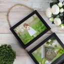 Lavezee 5x7 Hanging Collage Picture Frames Set of 2, Black 8 Opening Horizontal Frame Made to Display 5 x 7 Inch Photo for Wall Decor
