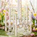 Nuanchu 12 Pcs White Spiral Taper Candles Set Twisted Wax Candlesticks 7.5 Inch Short Ivory Spiral Wax Unscented Taper Candles for Valentine's Day Wedding Birthday Bridal Shower Party Decor