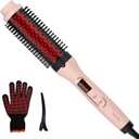 Infrared Thermal Brush, Dual Voltage Negative Ions Heated Round Brush, 1 1/2 Inch Straightener & Curling Iron Brush 2 in 1, Dual PTC Non-Blowing Thermal Round for Wome, Pink