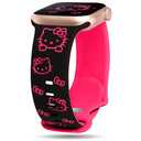 Girovo Cute Cat Engraved Band Compatible with Apple Watch Bands for Women 40/38/41/42mm (Series 11/10), Funny Cartoon Pattern Soft Silicone Sport Stylish Strap for iWatch Series 9 8 7 6 5 4 3 2 1 SE