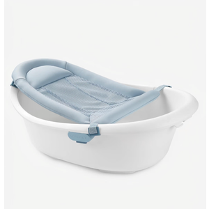 Skip Hop Baby Bath Tub 4-in-1 Grow with Baby Infant to Toddler Bathtub with Supportive Sling and Sit-Up Support Wave Age 0m+