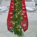 3PCS 6.2FT Christmas Garland with Lights, Real Touch Cedar Garland Artificial Realistic Thick & Lush Greenery, Soft Artificial Pine Garland for Mantle Fireplace Table Wall Indoor Christmas Decorations