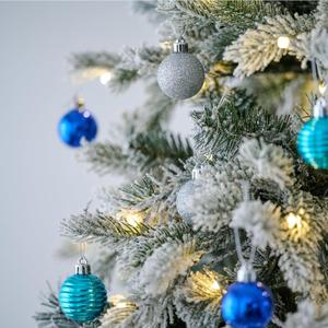 Poen 8 Pcs 4" Christmas Ball Ornaments Christmas Tree Hanging Decorations Xmas Plastic Shatterproof Colorful Ornaments Set with Rope for Holiday Party (Blue Silver)