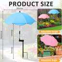 2 Pcs Plant Umbrellas for Outdoor Plants 26" Adjustable Garden Umbrella Shade for Potted Flower 40" Height Sun Shade Covers with Clamp for Garden Patio Balcony Bed Flower Pot (Pink Blue)