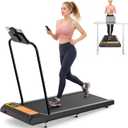 Walking Treadmill Pad with Handle Bar, Silent Fitness Equipment, Treadmill with 4-in-1 Modes, Easy Assembly, Portable Home Gym Equipment (Yellow)
