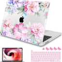Mektron for MacBook Pro 16 inch Case 2020 2019 Release A2141, Soft Touch Plastic Laptop Case Pro 16-inch with Touch Bar & ID, Illustration Flower
