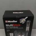 Mueller Multistick 5-in-1 Immersion Blender Handheld, 12 Speed Hand Mixer - Turbo Boost, Heaviest Duty Copper Motor, Titanium Blades Hand Blender, Milk Frother Wand, Whisk, Beaker, Chopper, Grey (Gray)