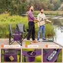 Oversized Folding Camping Chairs Heavy Duty 400 lbs,Purple