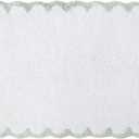 Peri Home 100% Cotton Rug for Bathroom, Embroidered, Soft & Absorbent, Tufted, 20" x 30", White with Sage Scallop
