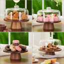 VIVIRBIEN Wooden Cake Stand with Lid, Acacia Cake Stand with Glass Dome, 11-Inch Versatile Dessert Stand with Strong Magnetic Pedestal, Cake Holder for Birthday/Kitchen/Party/Charcuterie