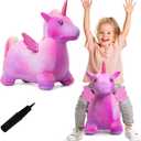 Unicorn Bouncy Horse Toys for 1 2 3 4 5 Year Old Girl Gift, Plush Unicorn Ride On Bouncy Animal for Toddlers 1-3, Indoor Outdoor Inflatable Hopping Toys for Girl Birthday Gift (Pump Included)