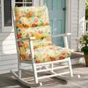 Rocking Chair Cushion, Waterproof Chairs Cushions for Adirondack Chairs Patio Chair High Back Thicked Cushions Outdoor and Indoor with Ties, Daisy (1 Pack, 4#)