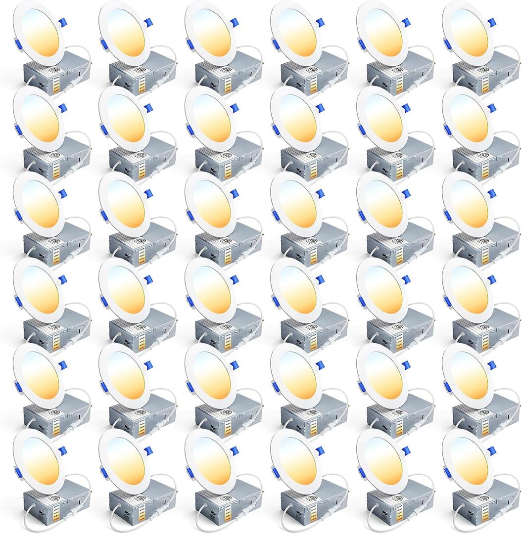 Ensenior 36 Pack 4 Inch LED Recessed Light, 5CCT Dimmable Canless Wafer