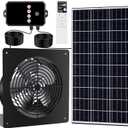 10-Inch 15W Solar Fan with Timer & Remote, Reversible Intake Exhaust Vent System for Chicken Coop, Greenhouse & Shed, Aluminum 6-Speed Airflow with 17ft Cable
