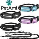 PetAmi Hands Free Dog Leash, Dog Running Leash Belt Bag for Walking, Jogging, Dog Waist Double Zipper Pouch with Poop Bag Dispenser, Dual Padded Handles Reflective Bungee Leash, Double (Black)