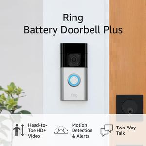 Ring Battery Doorbell Plus | Head-to-Toe HD+ Video, motion detection & alerts, and Two-Way Talk
