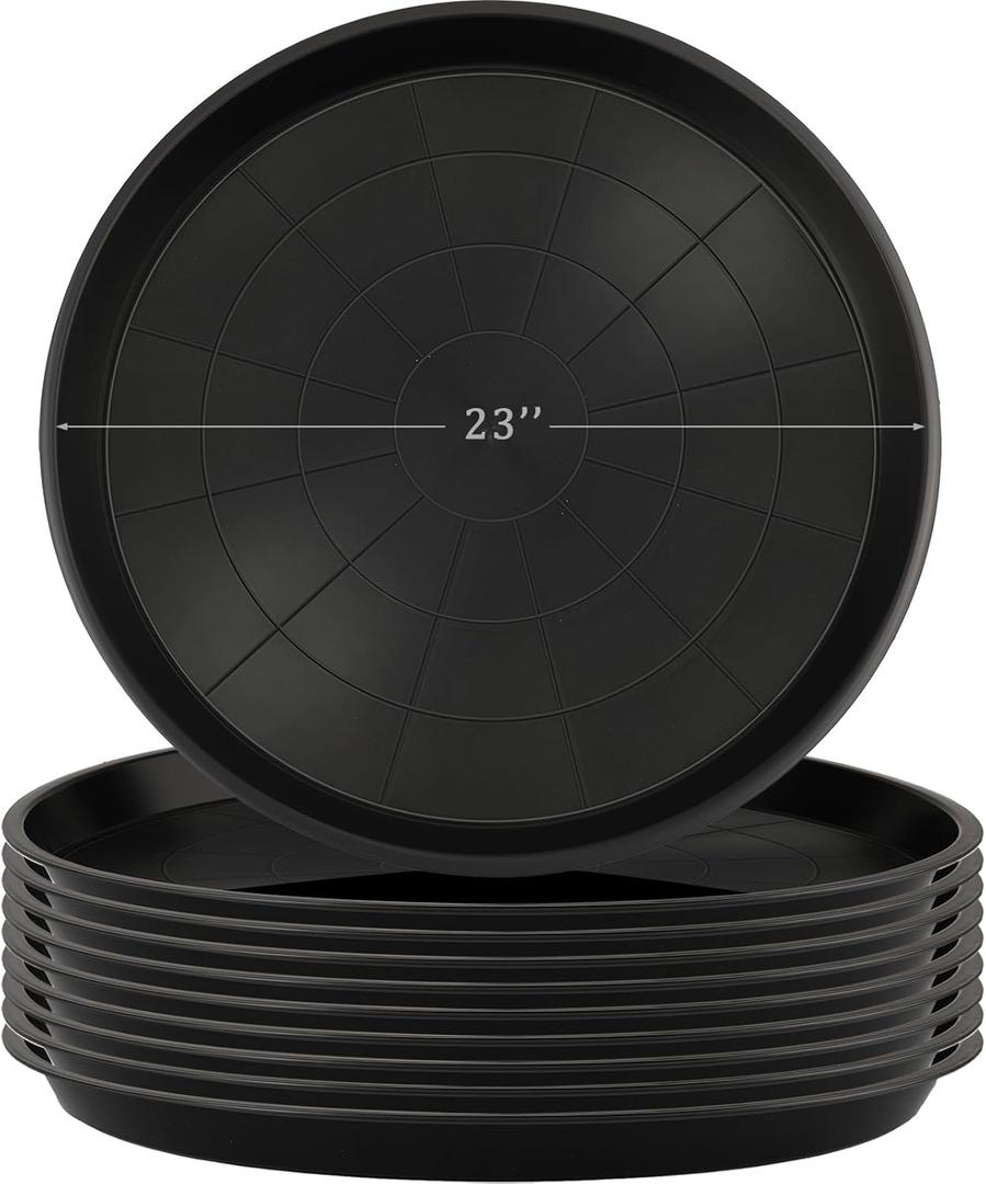 Eccliy 10 Packs 23 Inch Plastic Large Plant Saucers Heavy Duty Planter Trays Jumbo Flower Pot Saucers Plastic Water Trays for Indoors and Outdoors