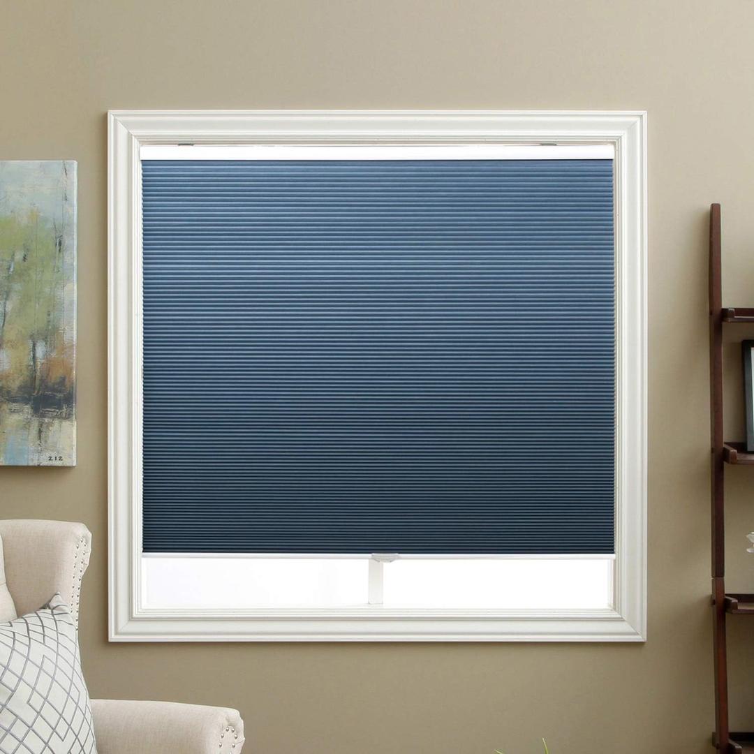 Cellular Blinds Cordless Blackout Honeycomb Shades for Windows Inside & Outside Mount 34" W x 64" H, Ocean Blue(Blackout)