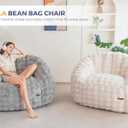 MAXYOYO Giant Bean Bag Chair for Adults, Stuffed Shell-Shaped Large Bean Bag Couch, Cozy Living Room Chair with Filler, Floor Sofa Lazy Sofa for Bedroom Living Room, Beige