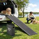 VEVOR Dog Ramp for Cars, 71" L x 17" W, Folding Pet Ramps for Medium & Large Dogs up to 250lbs, Pet Stair Ramp with Non-Slip Oxford Fabric Surface, Portable Outdoor Dog Car Ramps for SUV & Truck