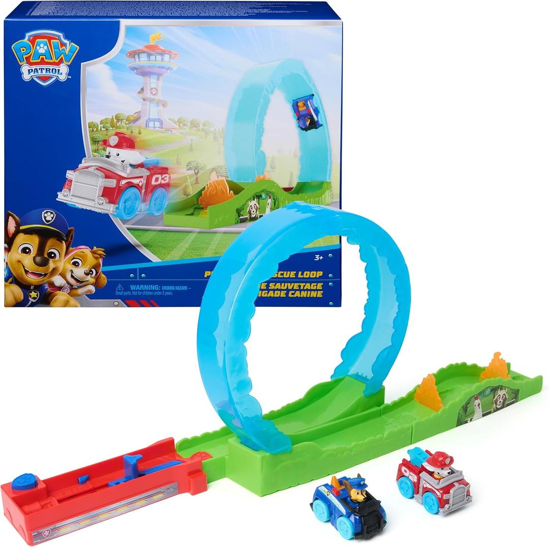 PAW Patrol Pup Squad Rescue Loop, Track Playset with Chase & Marshall Pup Squad Toy Cars & Vehicle Launcher, Kids Toys for Boys & Girls Ages 3 and Up
