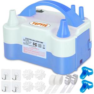 Electric Balloon Pump, Portable 2 Modes Balloon Blower Machine with 14 Balloon Arch Kits, Air Pump for Balloon, Balloon Inflator for Party Decoration (Blue)