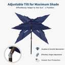 10FT Patio Umbrella 3 Tiers Outdoor Market Umbrella w/Push Button Tilt, Crank, UV and Waterproof Table Umbrella for Garden, Pool, Backyard, Deck, Lawn, Navy Blue