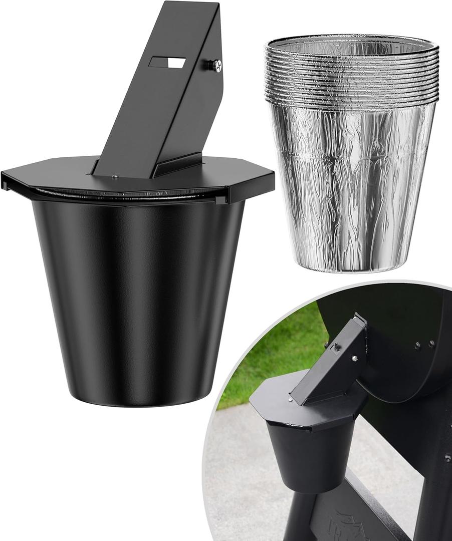 Upgraded Grease Bucket with Lid & 12-Pack Liners - Modified Traeger Accessories, Drip Bucket for Traeger, Pit Boss, Z Grills, Recteq, and More, Smoker Bucket with Grease Catcher for Pellet Grill