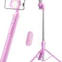 UBeesize Pink 62'' Magnetic Selfie Stick & Phone Tripod with Remote Shutter