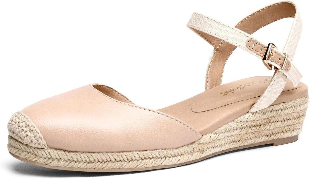 DREAM PAIRS Women's Closed Toe Elastic Ankle Strap Espadrilles Wedge Sandals Size 11
