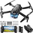 Drone with 1080P Camera - Foldable Remote Control Quadcopter with Gesture Control, 3D Flip, One Key Start, Emergency Stop, Batteries, Easier to use, Toy for Adults Beginners, Black