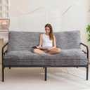 YOSHOOT 6 Inches Futon Mattress Full Size, Thick Futons Sofa Bed Couch, Floor Mattress for Adults, Shredded Foam Filling(Frame Not Included), Medium Firm (Grey)