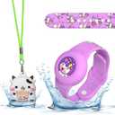 2Pack for Air Tag Bracelet & Airtag Necklace, Cute Wristband Air tag Holder Kids Hidden Soft Silicone AirTag Accessories Compatible with Apple AirTag for Child, Waterproof, Adjustable (Cow+Unicorn)