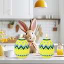 DRomance Easter Flameless Candles Battery Operated with 6 Hour Timer Battery Operated Real Wax Color Painted Easter Egg Shaped LED Flickering Candles Dinner Spring Holiday Decor(Yellow, 2.4"D x 6.3"H)