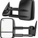 Heated Tow Mirrors Compatible with 2007-2013 Chevy Silverado & GMC Sierra (2007 New) 1500 2500 3500 HD, Tahoe Suburban Avalanche Yukon, Extended Trailer Towing Side Mirror w/LED Arrow Turn Light