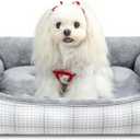 MIHIKK Rectangle Dog Beds for Small Medium Dogs & Cats, Orthopedic Sleeping Pet Bed for Couch with Durable Puppy Cuddler and Anti-Slip Bottom Machine Washable 25 * 21 Inch (Gray)