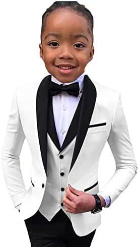 Boys Suit Wedding Tuxedo 3 Piece Shawl Collar Jacket Pants Vest Child Formal Blazer Set Slim Fit Outfit Size 8